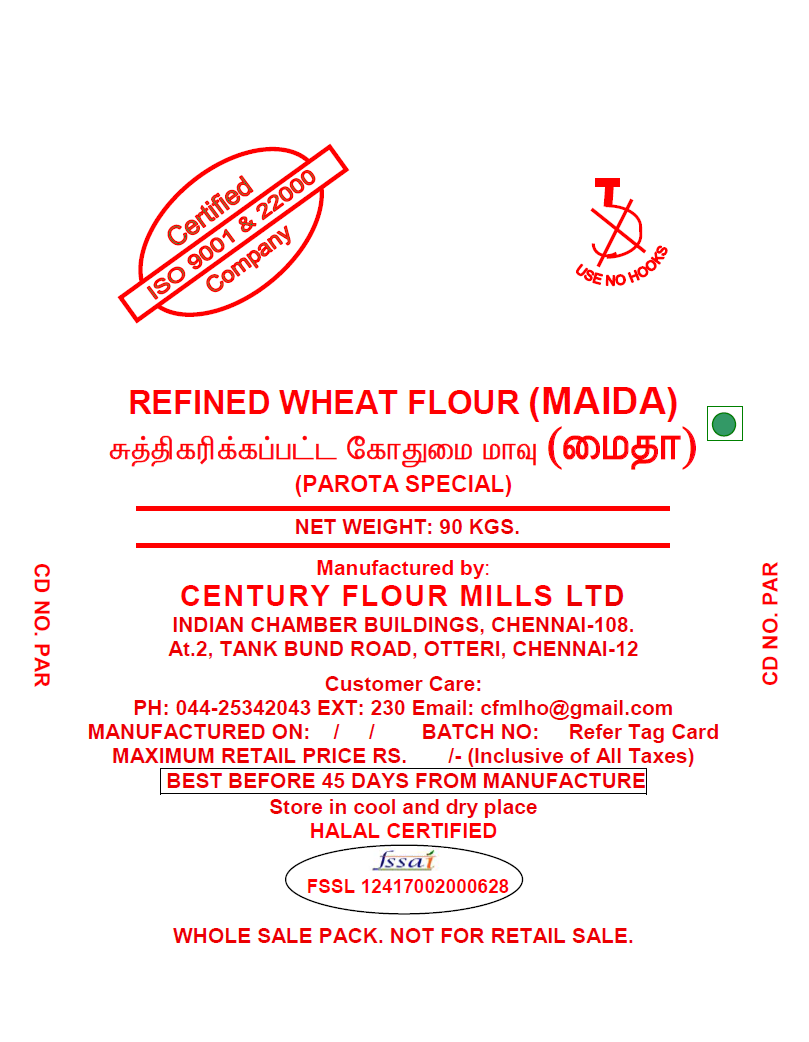 Refined Wheat Flour (Maida) – Parota Special – 90kg – Century ...